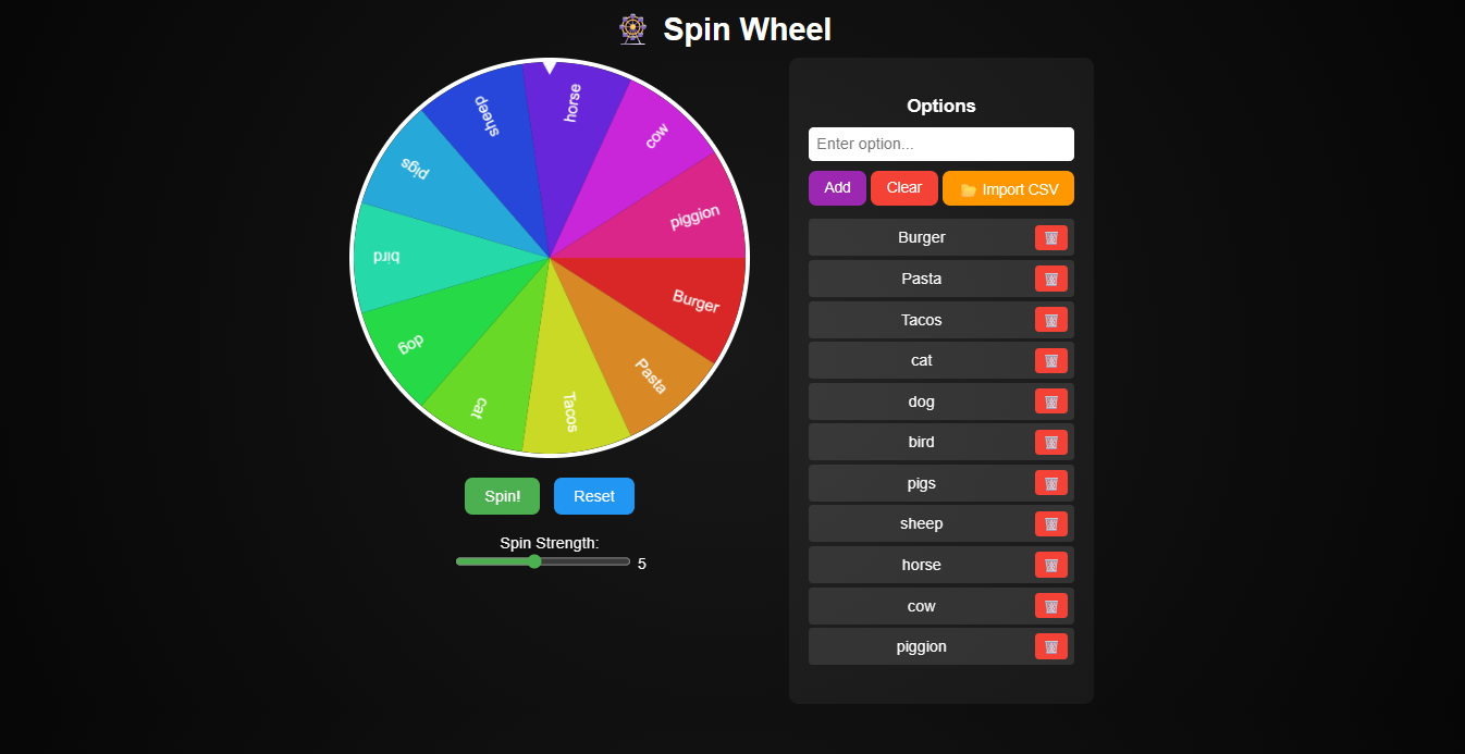 Spin Wheel