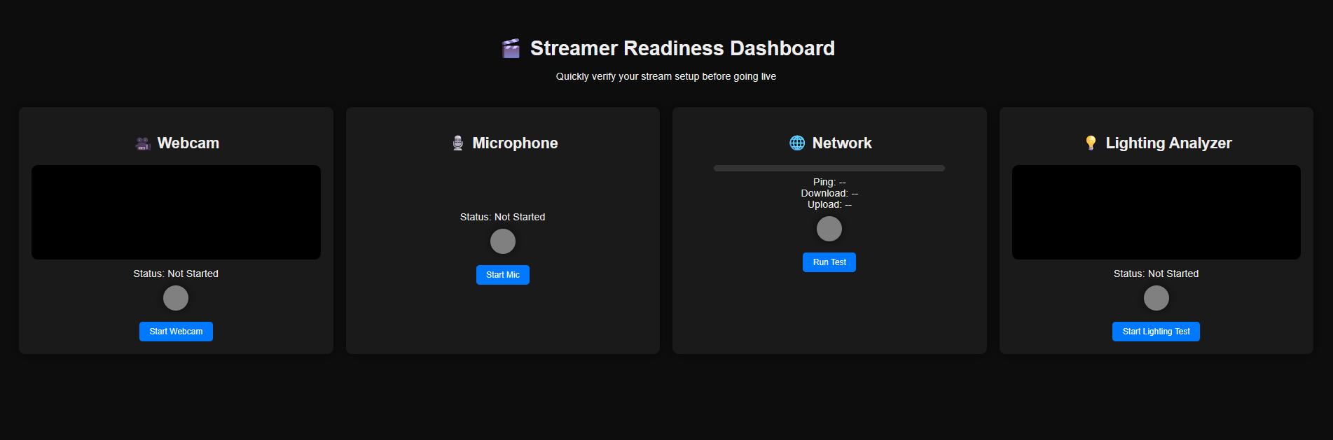 Streamer Readiness Dashboard